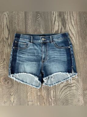 EXPRESS Two Tone High Rise Shortie Cutoff Denim Jean Shorts Size 6